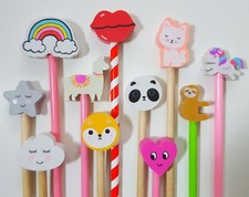 Sass Bellel Wooden Pencil + Eraser Unicorn Panda Fox Cloud Star Heart Llama Cat Wooden Pencil price