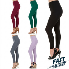 Leggings Plain Full Length Black UK Size 6 - 30 Womens Ladies Girls Leggings price
