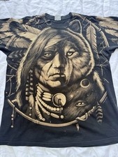 Vintage 1996 Liquid Blue Native American & Wolf Graphic T-Shirt - Size XL USA Men's Shirt price