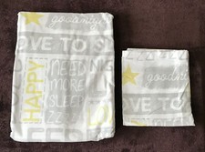 TESCO single SLEEP/BEDTIME WORDS DUVET SET cover + 1 pillow case GREY unused Bedding Set / Sleep Set price