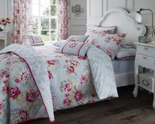 Duvet Cover Set/ Bedspread/ Cushions Bouquet Grey Vintage Rose Cotton Rich Bedding Set / Sleep Set price
