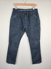 Dark Blue Denim Jeans Mens W32 L30 Comfort Tapered Panelled Casual #0496 Men's Jeans / Denim Trousers price