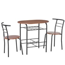 HOMCOM Breakfast Bar Table and Stools Set, Dining Room Set with Shelf Dining Room Set / Set price
