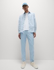 Marks & Spencer Mens Cotton Chino Trousers in Medium Blue - M&S Men's Trousers price