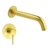 Brushed Gold Round Basin Spout Wall Mounted Bath Tub Filler Mixer Faucet Tapware Tapware price