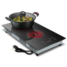 Ceramic Hob 2 Zones, Electric Plug in Hob 30cm 2 Burners, 2800W 9 Power Levels Hobs price