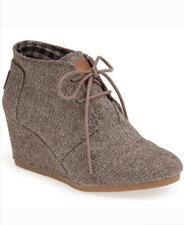 TOMS, Desert Tweed Wedge Booties, Brown & Tan, Size 8, Excellent Condition! Ladies' Boots price