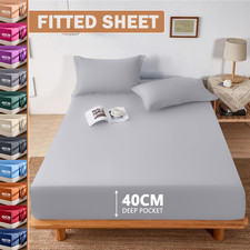 Stay Fitted Sheet 40CM Deep Ultra Soft Bottom Bed Sheets Single Double King Size Bed Sheet price