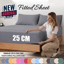 Extra Deep Fitted Sheet 25CM Ultra Soft Bed Sheets Single Double King Super King Bed Sheet price
