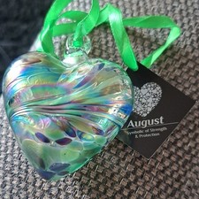 Nobile Glass & Giftware Birth Gem Heart Hand Blown Hanging Ornament Green Giftware price