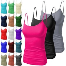 WOMEN'S CAMI TUNIC TANK TOP LADIES PLAIN VISCOSE STRAPPY VEST BASIC STRECH SHIRT Women's Vests price