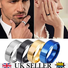 Mens 8mm Stainless Steel Wedding Band Ring Cool Simple Engagement Gift UK Fashion Ring price