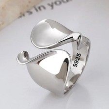 925 Solid Sterling Silver Ring, Chunky Adjustable Ring, Wraparound Ring, Fashion Fashion Ring price