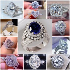 Women Cubic Zircon Ring Fashion 925 Silver Filled Party Jewelry Sz 6-10 Fashion Ring price