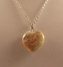 Various semi precious gemstone heart pendants and 18" silver plated chains. Coloured Stone Necklace price