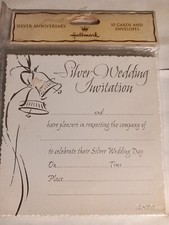 Silver Wedding Invitation cards  and envelopes pk 10 Invitation Cards price