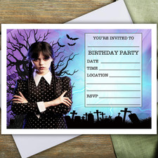 WEDNESDAY ADDAMS PARTY INVITATIONS - 10 invites & envelopes Invitation Cards price