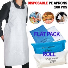 Disposable Apron Polythene Plastic Aprons Eco Flat Pack or Roll White / Blue 100 Kitchen Apron price