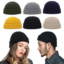 Men Mini Short Fisherman Beanie Hat Winter Warm Knitted Ribbed Docker Skull Cap Beanies & Caps (Outdoor) price
