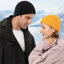 Men Mini Short Fisherman Beanie Hat Winter Warm Knitted Ribbed Docker Skull Cap Beanies & Caps (Outdoor) price