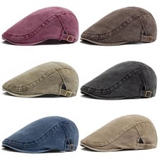Men Flat Cap Washed Newsboy Gatsby Retro Denim Beret Driving Hat Outdoor Casual Men's Hats price