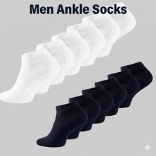 3/6 Pack Men's Ankle Socks Seamless Trainer Black White Comfort Fit Gym UK 6-11 Men's Sock price