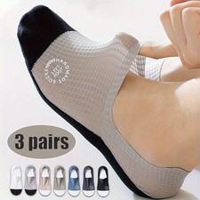 3 Pairs Men's Invisible Socks No Show Low Cut Breathable Cotton Mesh. Men's Sock price