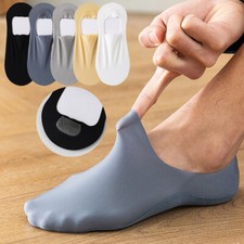 5/3Pairs Mens Invisible Ice Silk Non-slip Loafer Boat Ankle Low Cut Cotton Socks Men's Sock price