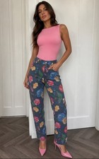 Brax floral poppy print high waisted skinny jean trousers 12 Women's Jeans / Denim Trousers price