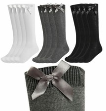 12 Pack Girls Knee High School Socks With Bows Long Cotton Rich Party Socks Bow Knee-High Socks / Tights price