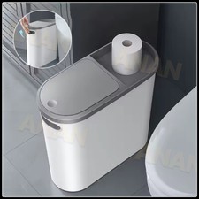 Narrow Plastic Waste Bin With Lid Slim Bathroom Toilet Trash Can Kitchen Dustbin Rubbish Bins price