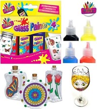 ArtBox Glass Paints Bright Assorted Colours 4x 22ml Make & Design Own Glass Art Glass Paint price