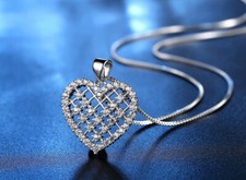 Heart Love Pendant Swarovski Silver Chain Necklace Women Jewellery Gift UK Swarovski Necklace price