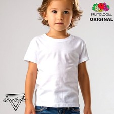 Kids Plain Short Sleeve T-Shirt Cotton Tee Fruit Loom Boys Girls School PE Boys' Shirt price