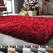 Large Shaggy Rug Fluffy Shimmer Sparkle Carpet Living Room Bedroom  Floor Mat Living Room Rug price