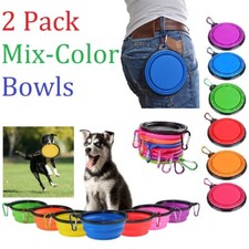 2 Pack Collapsible Dog Cat Pet Bowls Food Water Feeding Silicone Portable Travel Bowl price