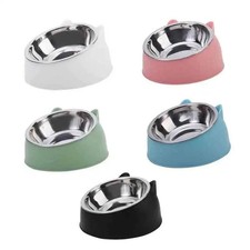 Cat Dog Bowl Tilted Stainless Steel Pet Feeder Food Water Feeding Dish UK Bowl price