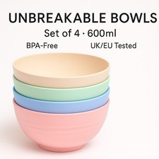 Unbreakable Cereal Bowls, Large Plastic Bowls Set of 4, EU Tested. Lightweight Bowl price