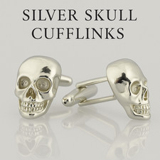 3D Skull Men's Cufflinks Cuffs Locking Skeleton Silver Stud Metal Jewellery Gift Cuff Links price