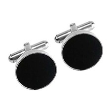 Round Black Silver Plated Stainless Steel Mens Cufflinks Cuff Links Cuff Links price