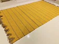 Mustard Yellow Striped Eco Recycled Cotton Rich Jute Handmade Washable Kilim Rug Kilim Rug price