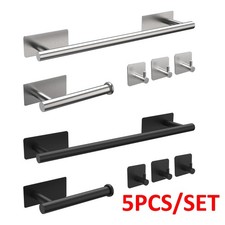 5X Bathroom Hardware Set Accessory Kit Towel Rail Wall Hooks Toilet Paper Holder Bathroom Accessory Set price