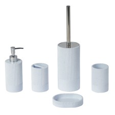 Bathroom Accessory Set 5 Pieces Resin Blue Soap Tumbler Dispenser Toothbush Bathroom Accessory Set price
