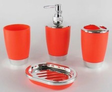 Red Bathroom Accessory Set - 4 Piece Soap Dispenser Dish Tumbler Brush Holder Bathroom Accessory Set price