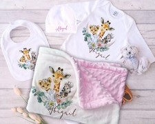 Personalised baby coming home set of 4 outfit, Safari romper blanket set Baby Coming Home Set price