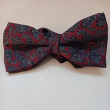 Red Paisley Silk Bow Tie- Adjustable Hook Fastening- 100% Silk- St.Michael- UK Bow Tie price