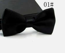 Kids Child Black Bow Tie Adjustable Satin Party Event Dickie Bow Plain Necktie Bow Tie price