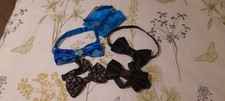 4 vintage bow ties, blue silk, cotton paisley and 2 black satin, vgc Bow Tie price