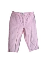 Women’s Size 14 Pink Denim White Stripes By Christopher & Banks Women's Capri Trousers price