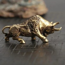 Lucky Brass Bull Statue Wealth Figurine Copper Animal Desk Office Decor Decorative Figurine price
